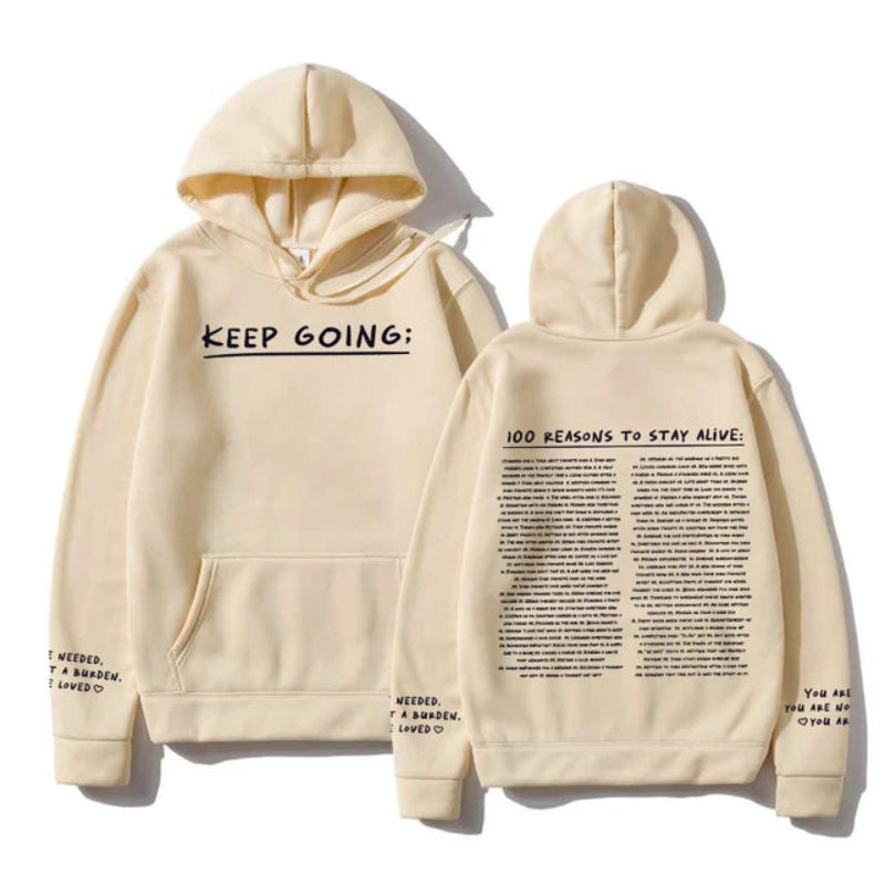 100 Reasons To Keep Going Hoodie Beige