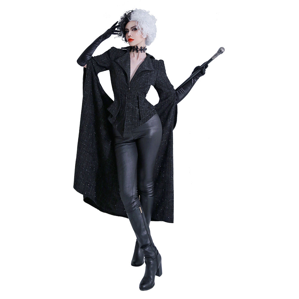 Cruella De Vil Cosplay Costume Coat Outfit Suit 3XL