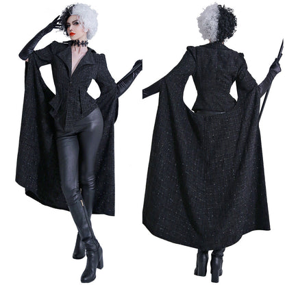 Cruella De Vil Cosplay Costume Coat Outfit Suit