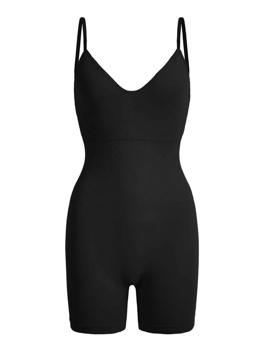 Adjustable Strap Shapewear Romper Black