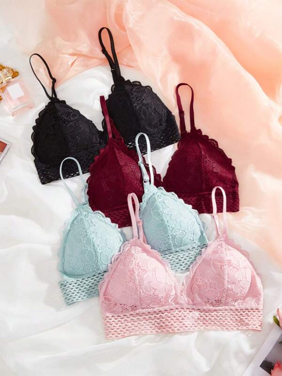 Pack Of 4 Floral Pattern Bra Set