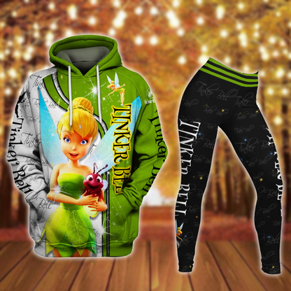 Tinker Bell Pattern Hoodie And Leggings Set