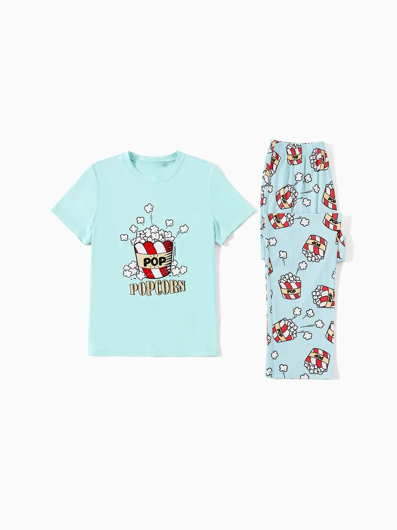 Christmas Popcorn Print Family Pajamas Set Women