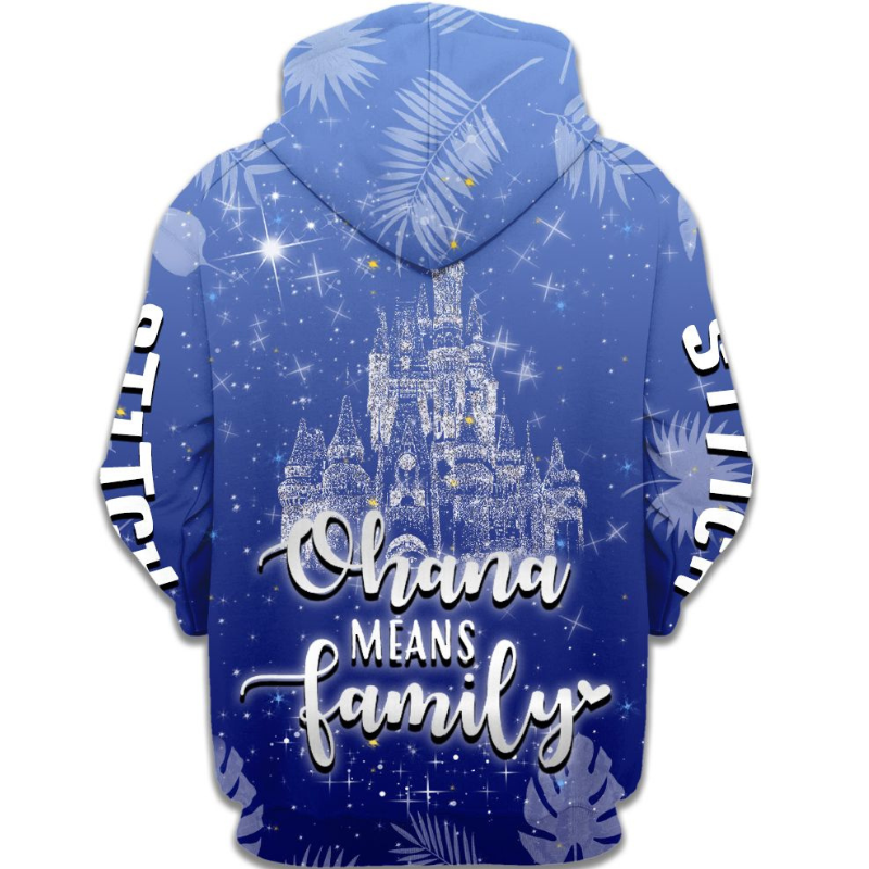 Stitch Ohana Castle Glitter Hoodie And Leggings Combo