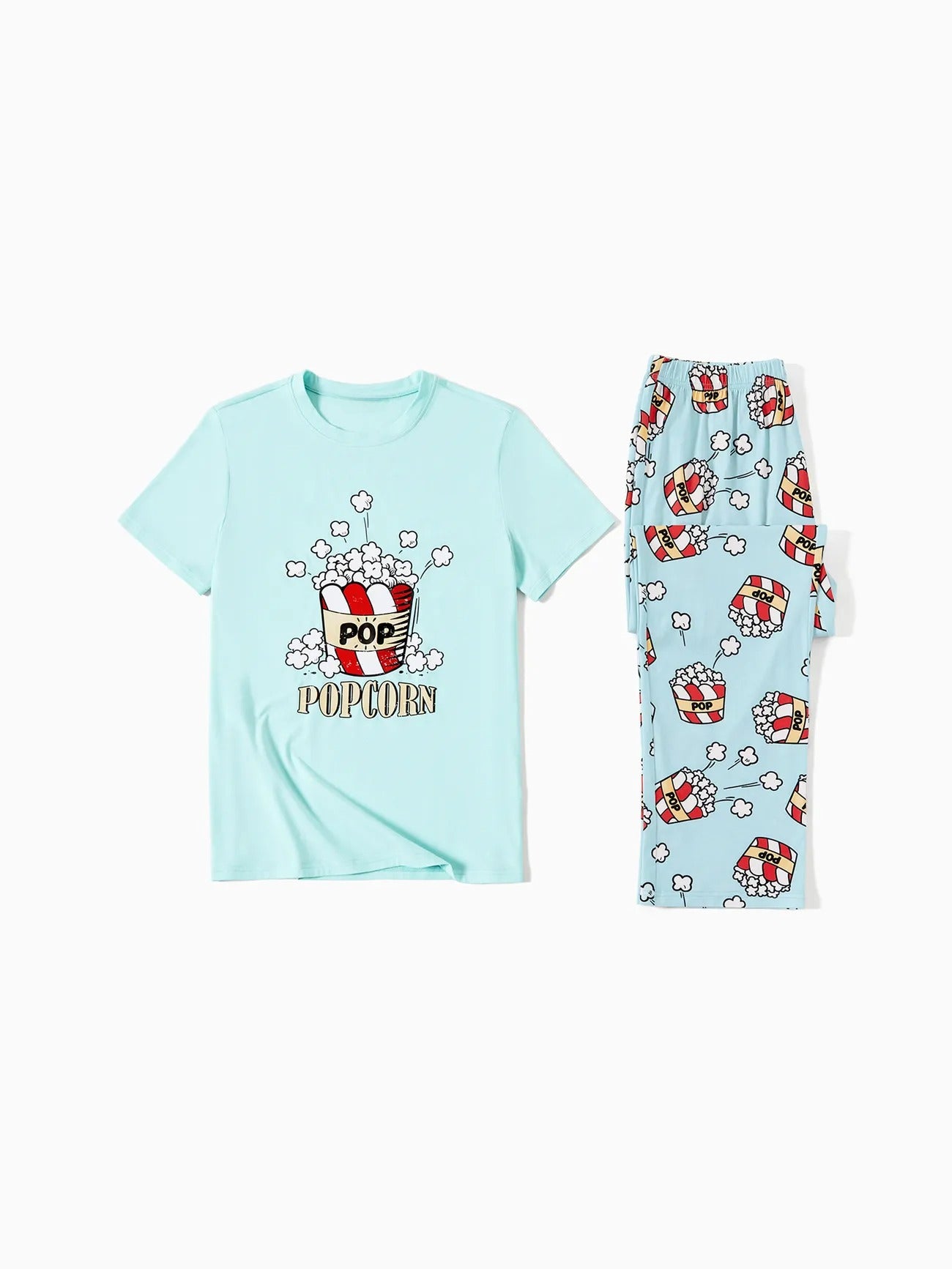 Christmas Popcorn Print Family Pajamas Set Men