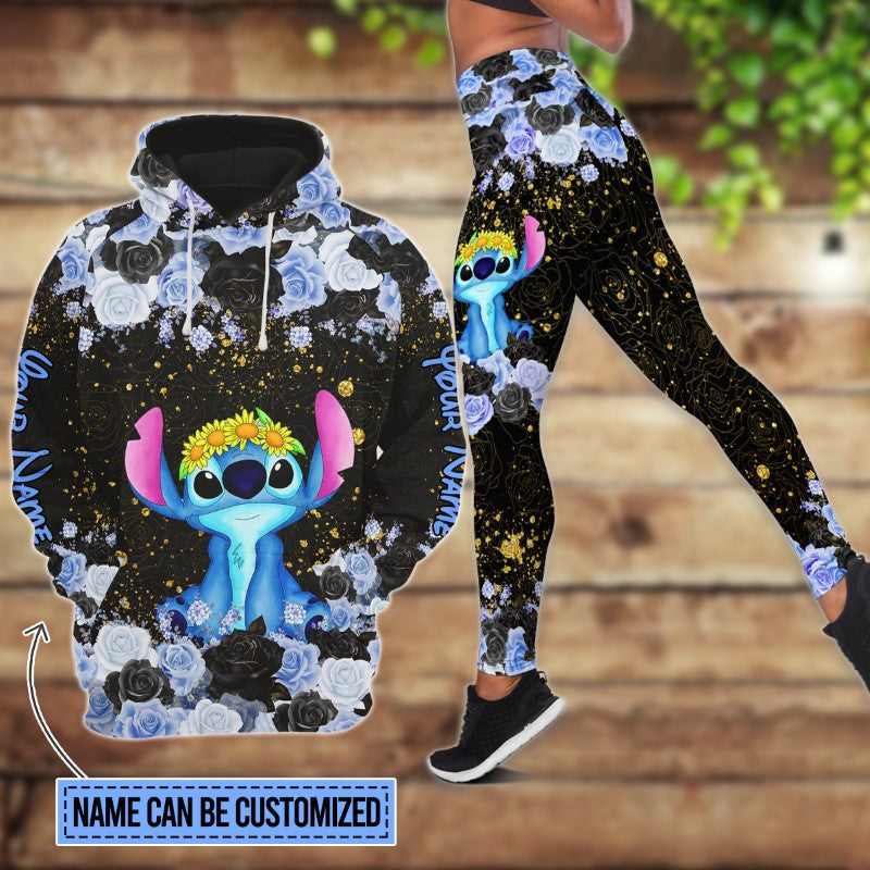 Custom Floral Character Hoodie And Leggings Set