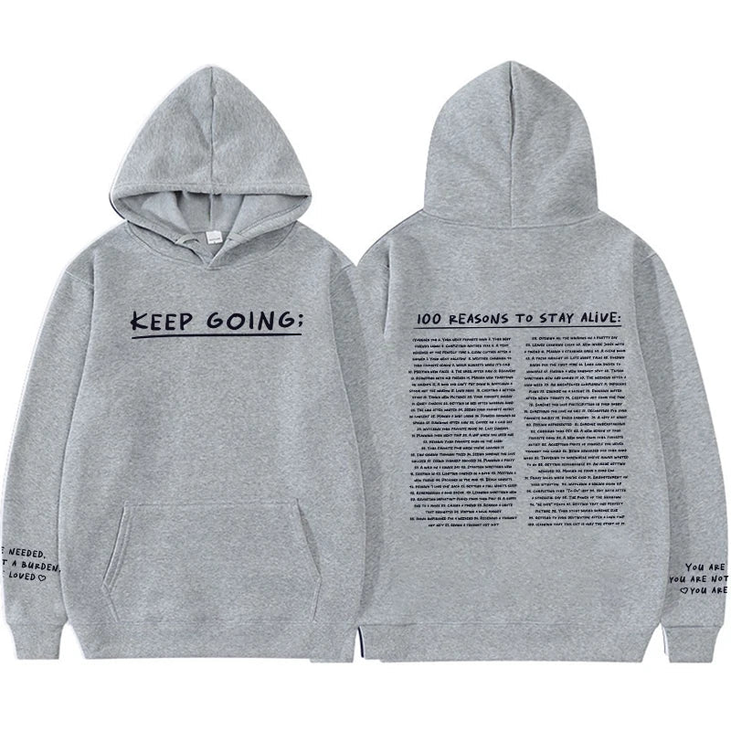 100 Reasons To Stay Printed Hoodie gray