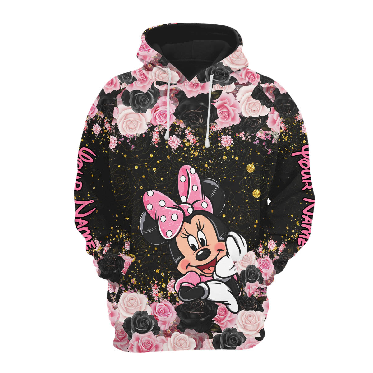 Custom Name Minnie Floral Hoodie And Leggings Set Hoodies