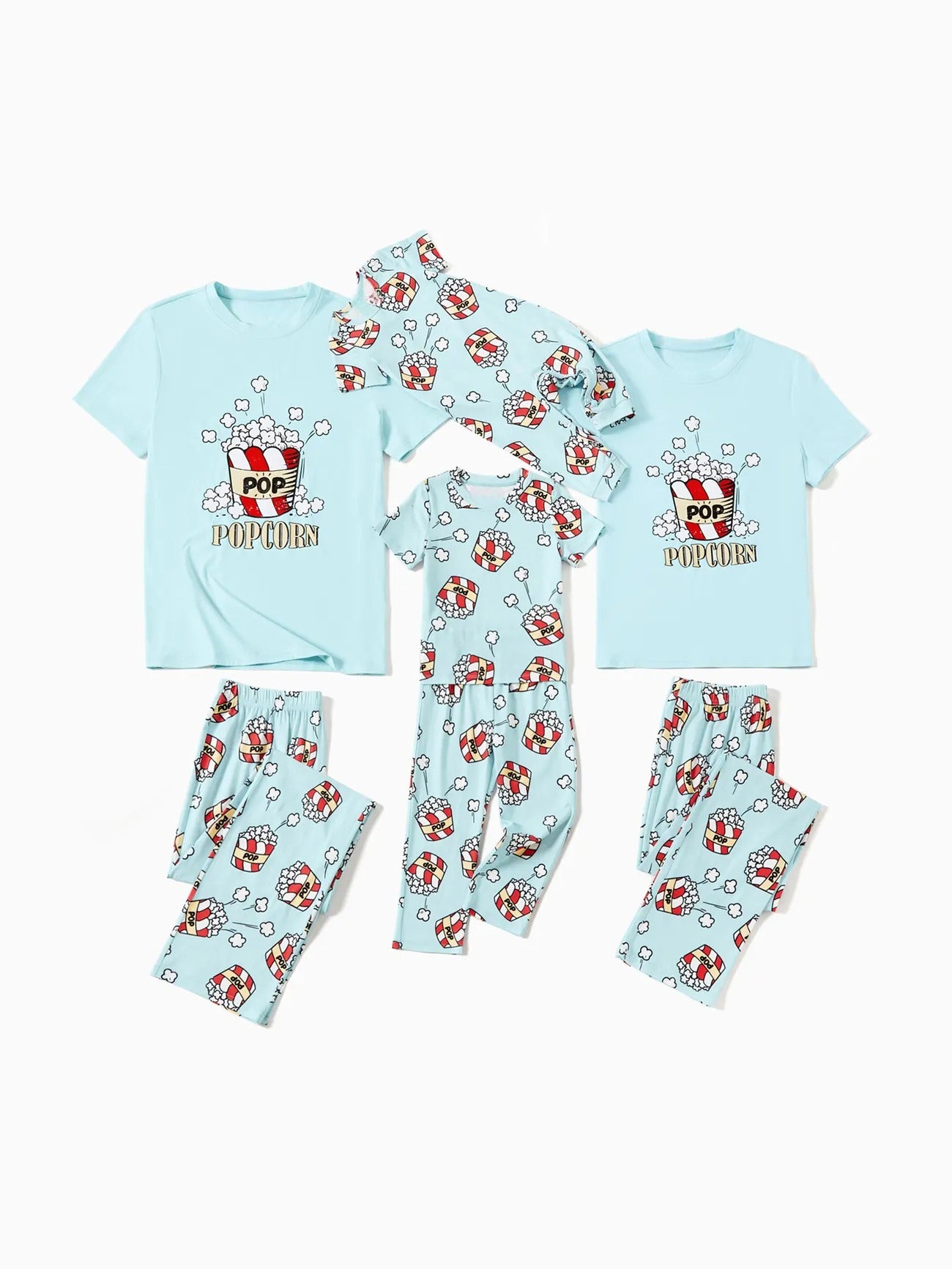 Christmas Popcorn Print Family Pajamas Set Baby 3M