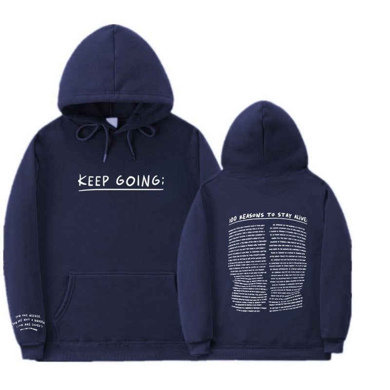 100 Reasons To Stay Printed Hoodie navy