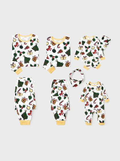 Christmas Tree And Gift Print Family Pajamas Set Baby 3M