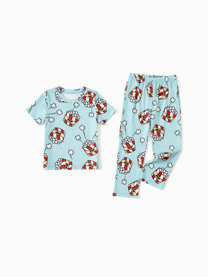 Christmas Popcorn Print Family Pajamas Set Kids