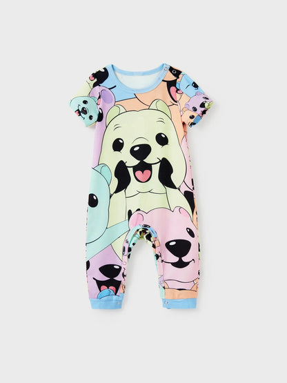 Family Matching Smiley Bear Print Pajama Set Baby