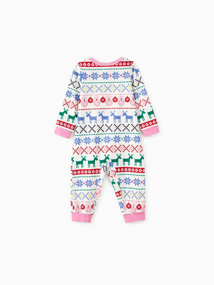 Reindeer And Snowflake Patterned Family Matching Pajama Sets Baby