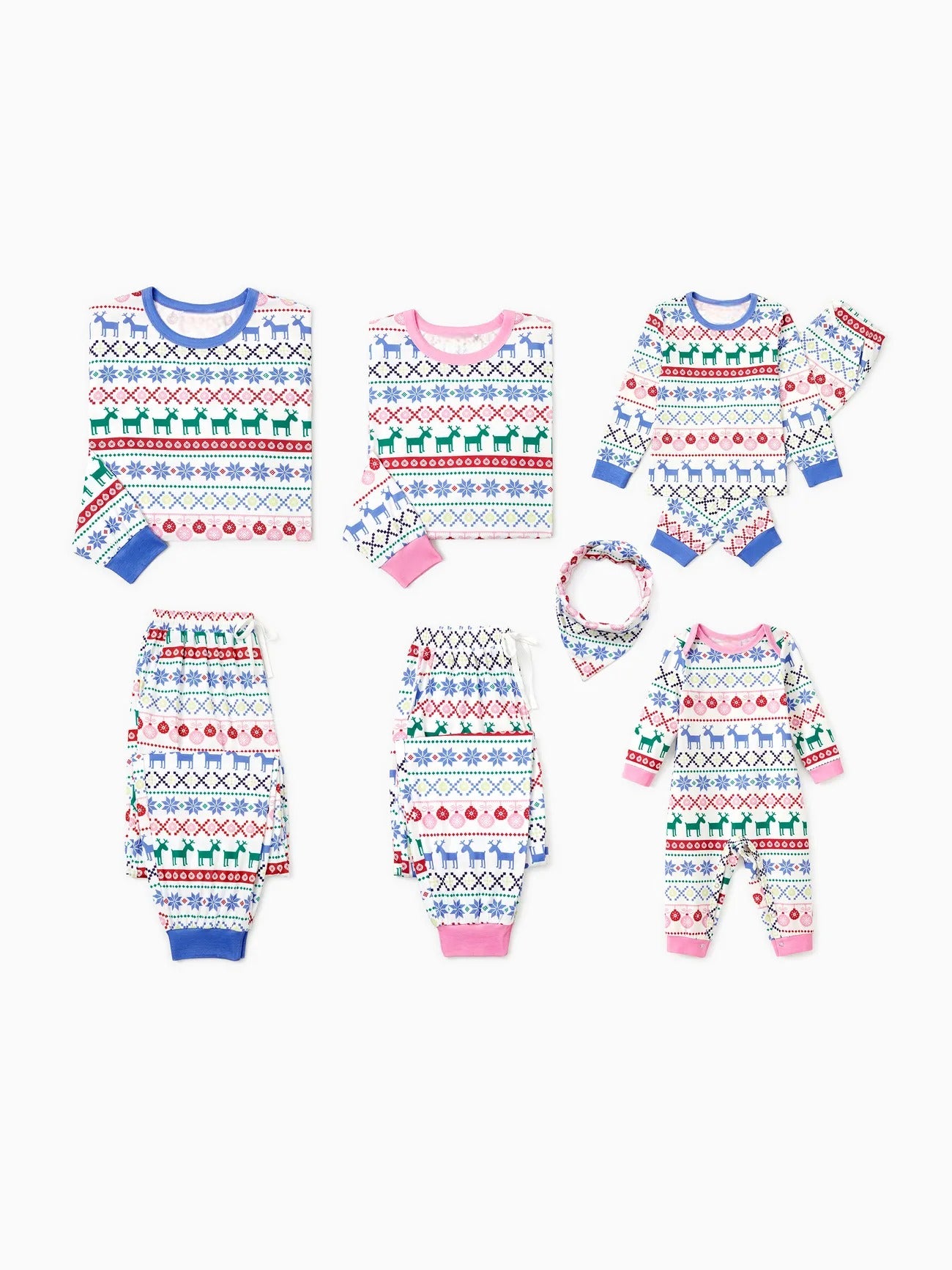 Reindeer And Snowflake Patterned Family Matching Pajama Sets Baby 3M