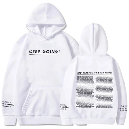 100 Reasons To Stay Printed Hoodie white