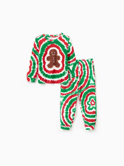 Christmas Tie Dye Gingerbread Man Family Pajamas Set Kids