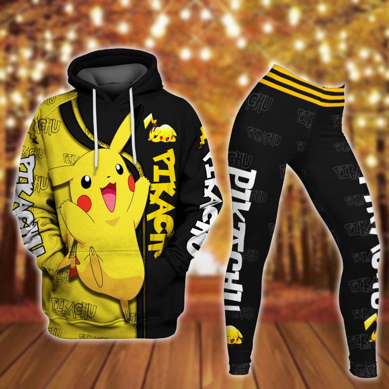 Pikachu Design Hoodie And Leggings Set