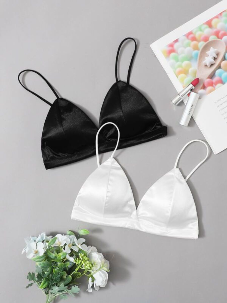 2 Pack Satin Triangle Bra Set