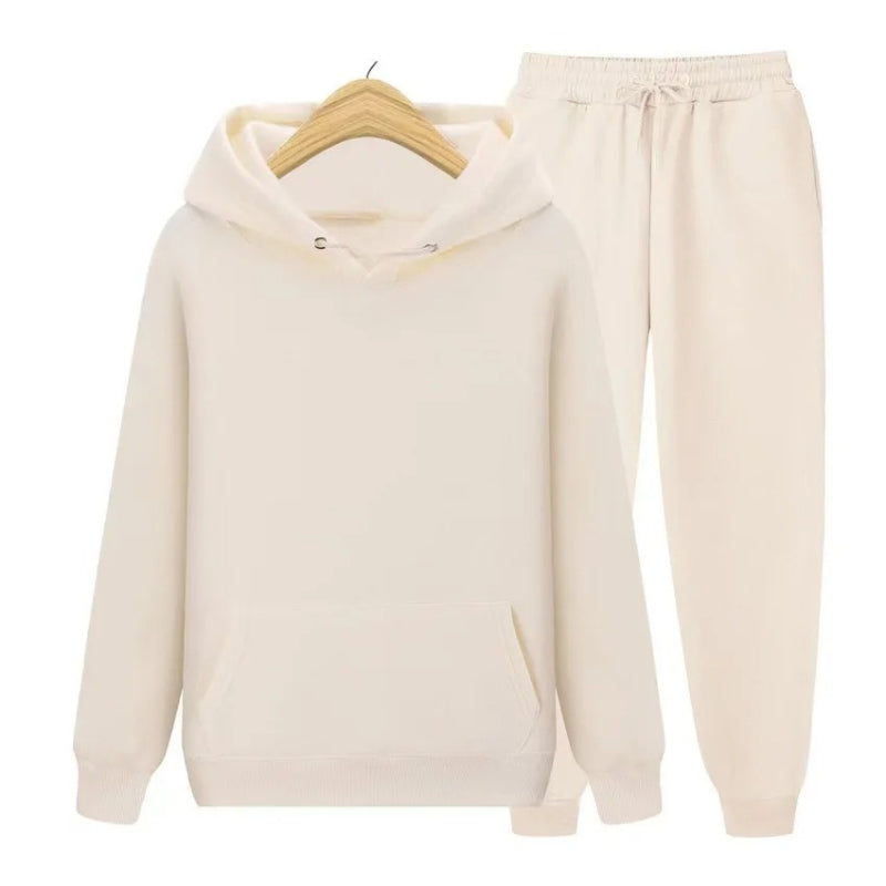 2 Pieces Hooded Tracksuit Sets Beige