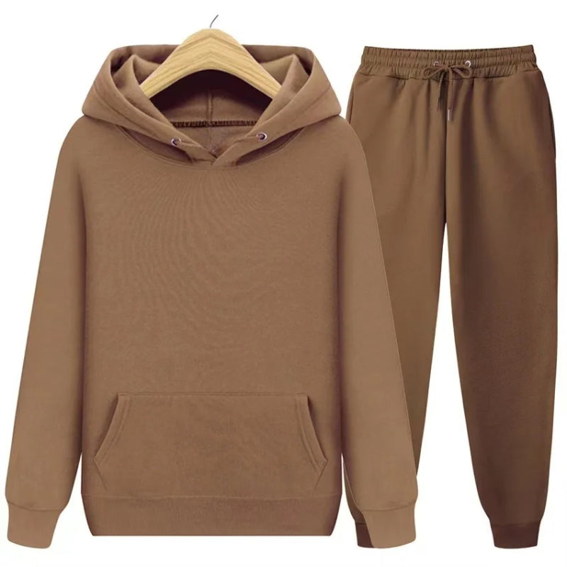 2 Pieces Hooded Tracksuit Sets Brown