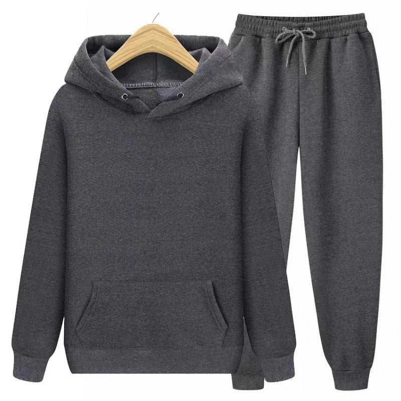 2 Pieces Hooded Tracksuit Sets Gray