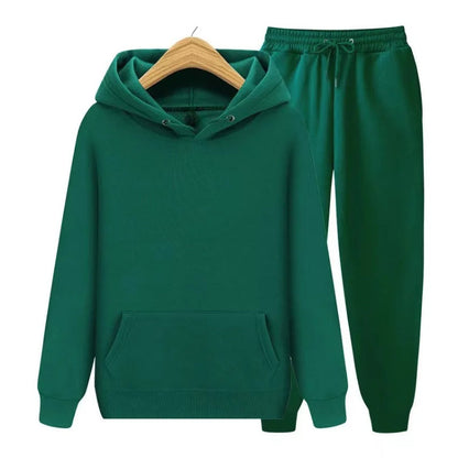 2 Pieces Hooded Tracksuit Sets Green