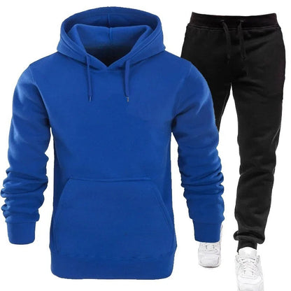 2 Pieces Sweatshirt Hoodies And joggers Set Blue