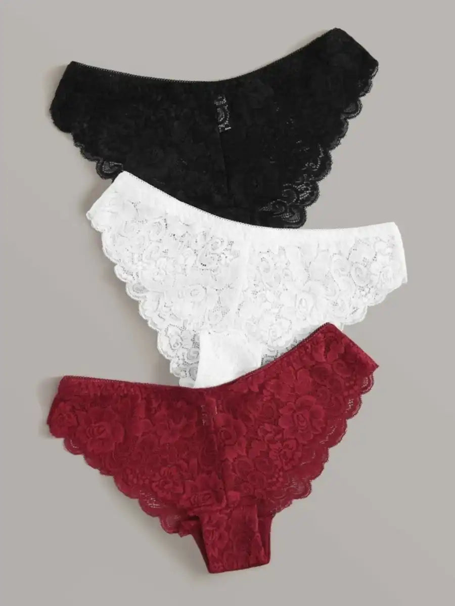 3 Pack Floral Lace Panty Set L