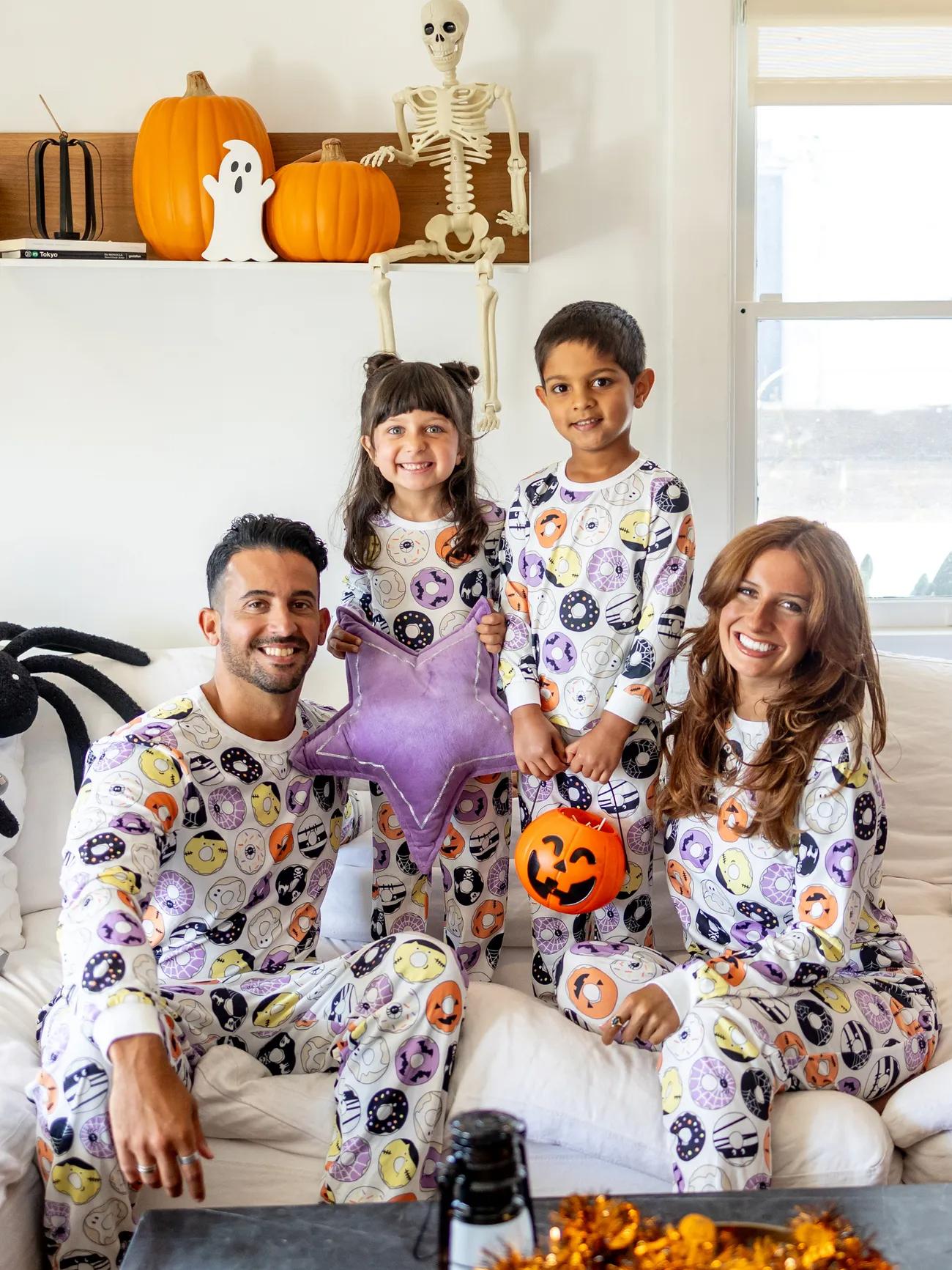 Halloween Family Matching Funky Donuts Print Pajama Set With Pockets Baby 3M