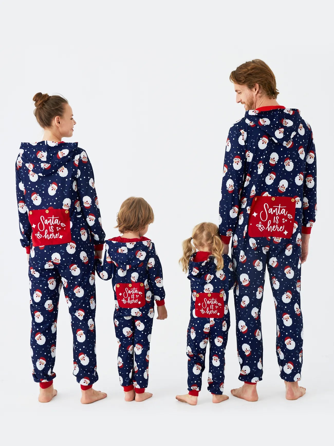 Santa Printed Family Matching Hooded Pajama Set