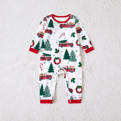 Matching Christmas Tree And Car Print Long Sleeved Pajama Set Baby