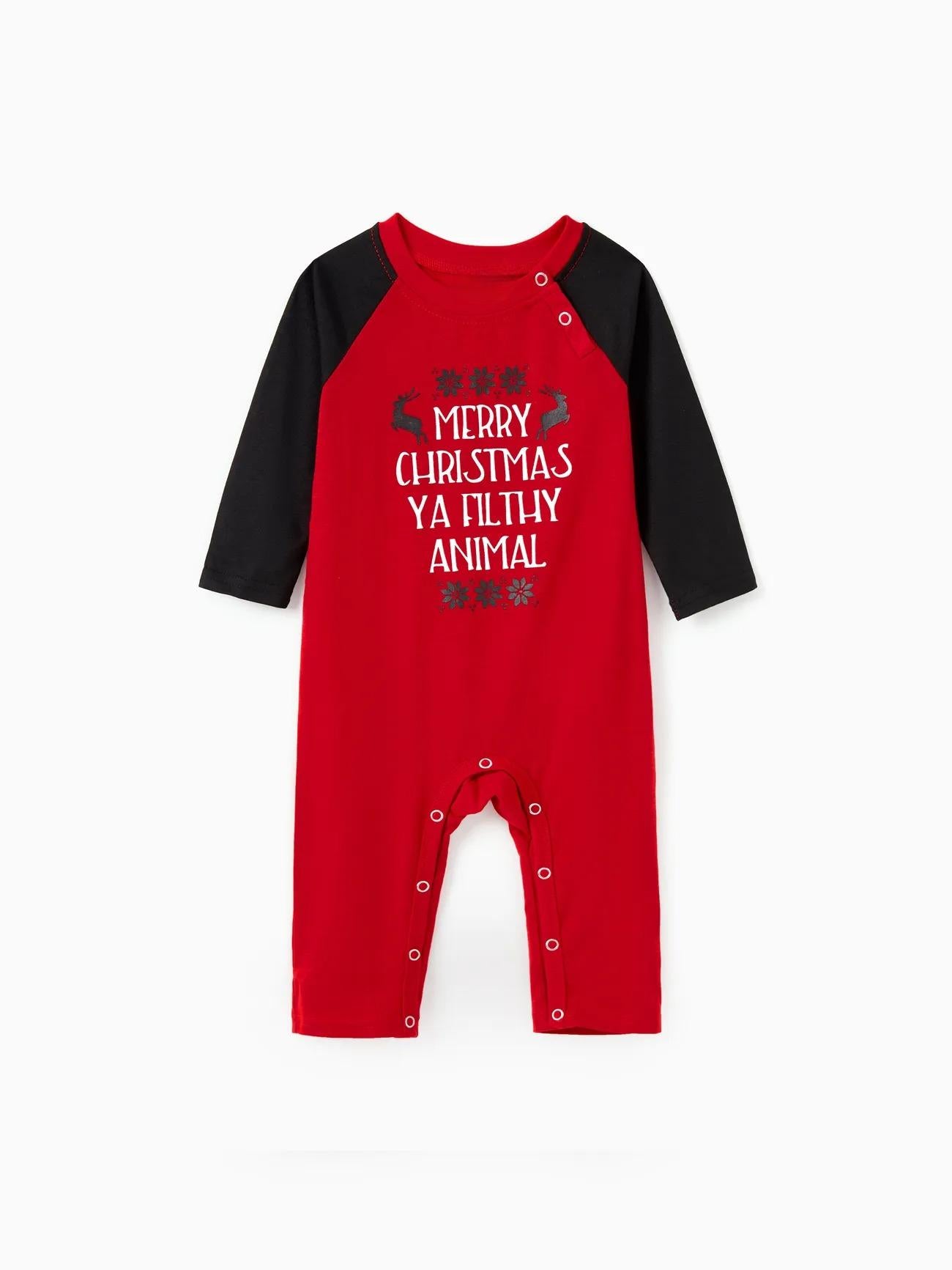 Christmas Theme Letter Print Family Matching Pajama Set Baby