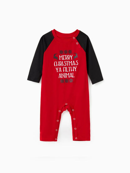 Christmas Theme Letter Print Family Matching Pajama Set Baby