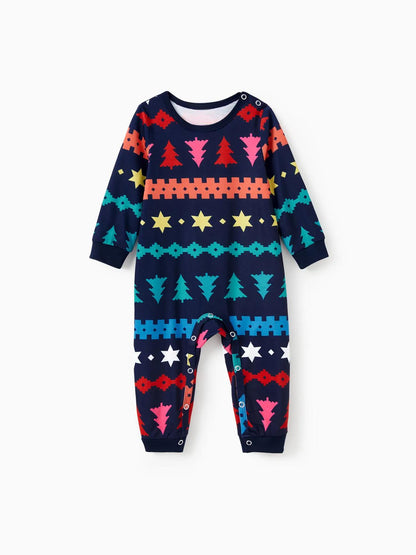 Christmas Family Matching Xmas Tree And Star Fair Isle Pajama Set Baby