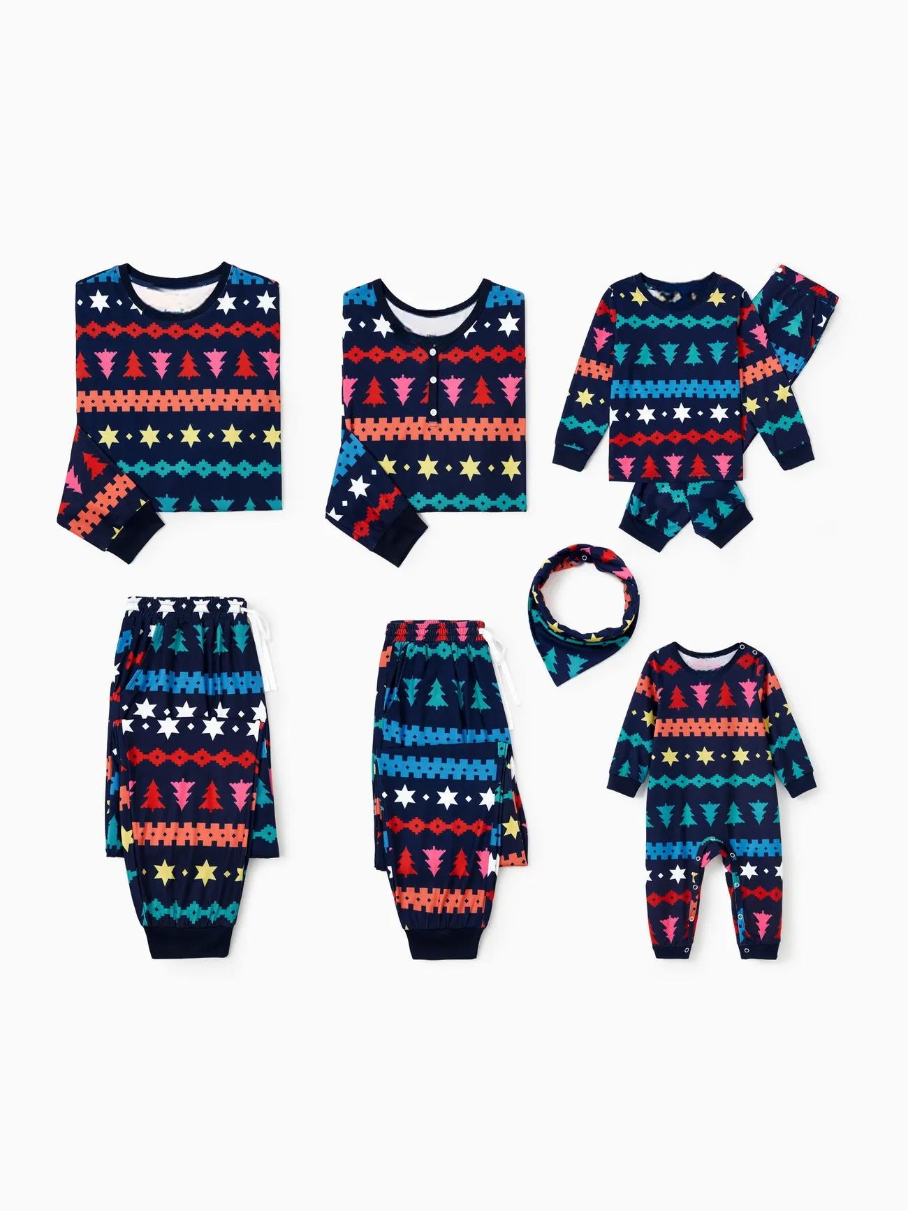 Christmas Family Matching Xmas Tree And Star Fair Isle Pajama Set Baby 3M