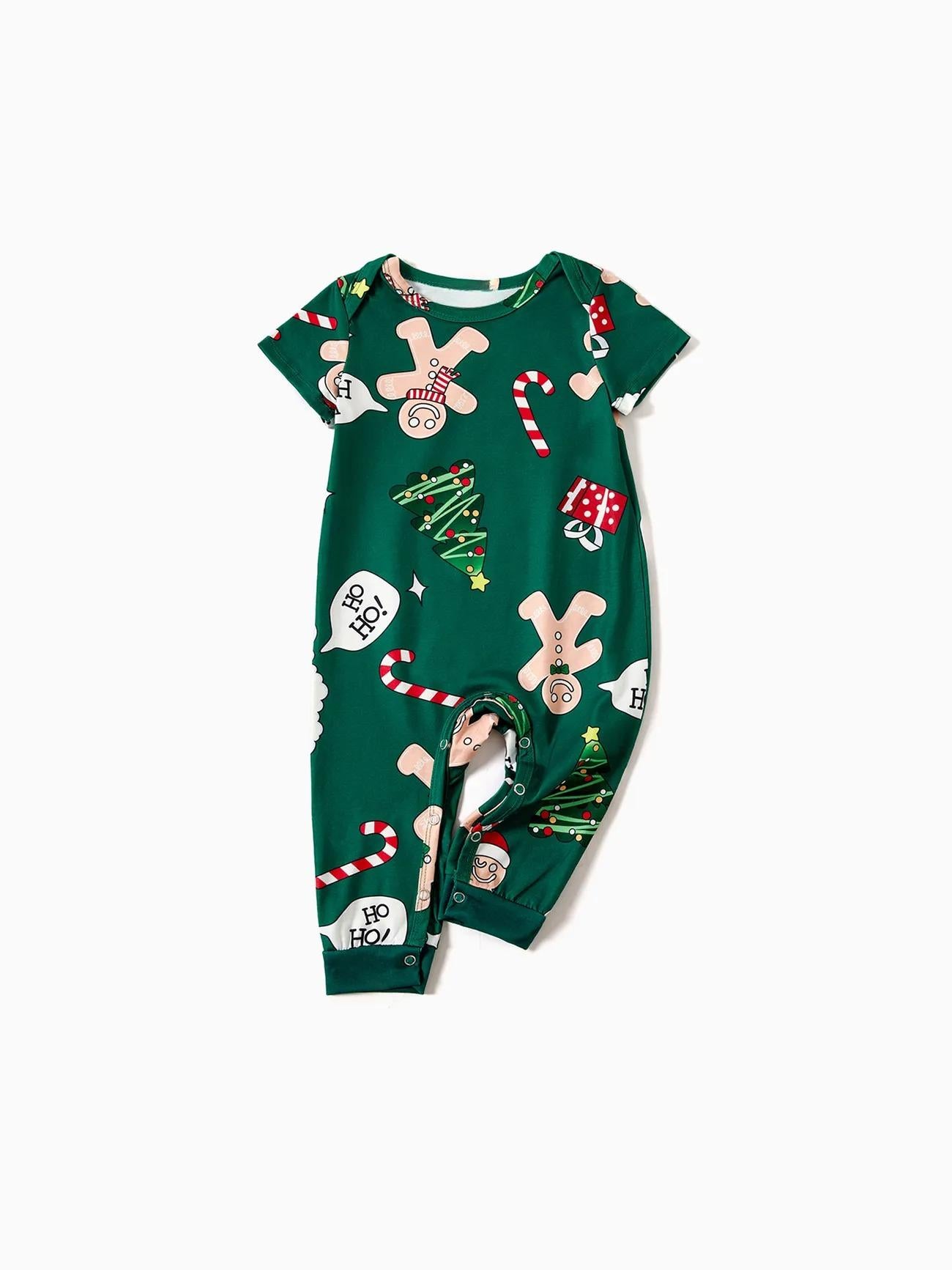 Family Christmas Pajama Set With Gingerbread And Christmas Tree Design Baby