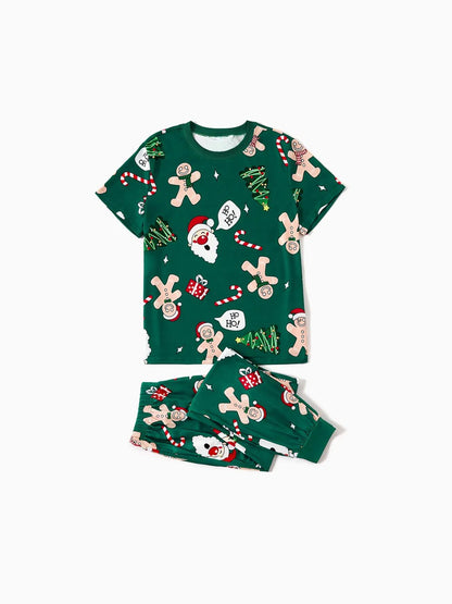 Family Christmas Pajama Set With Gingerbread And Christmas Tree Design Women