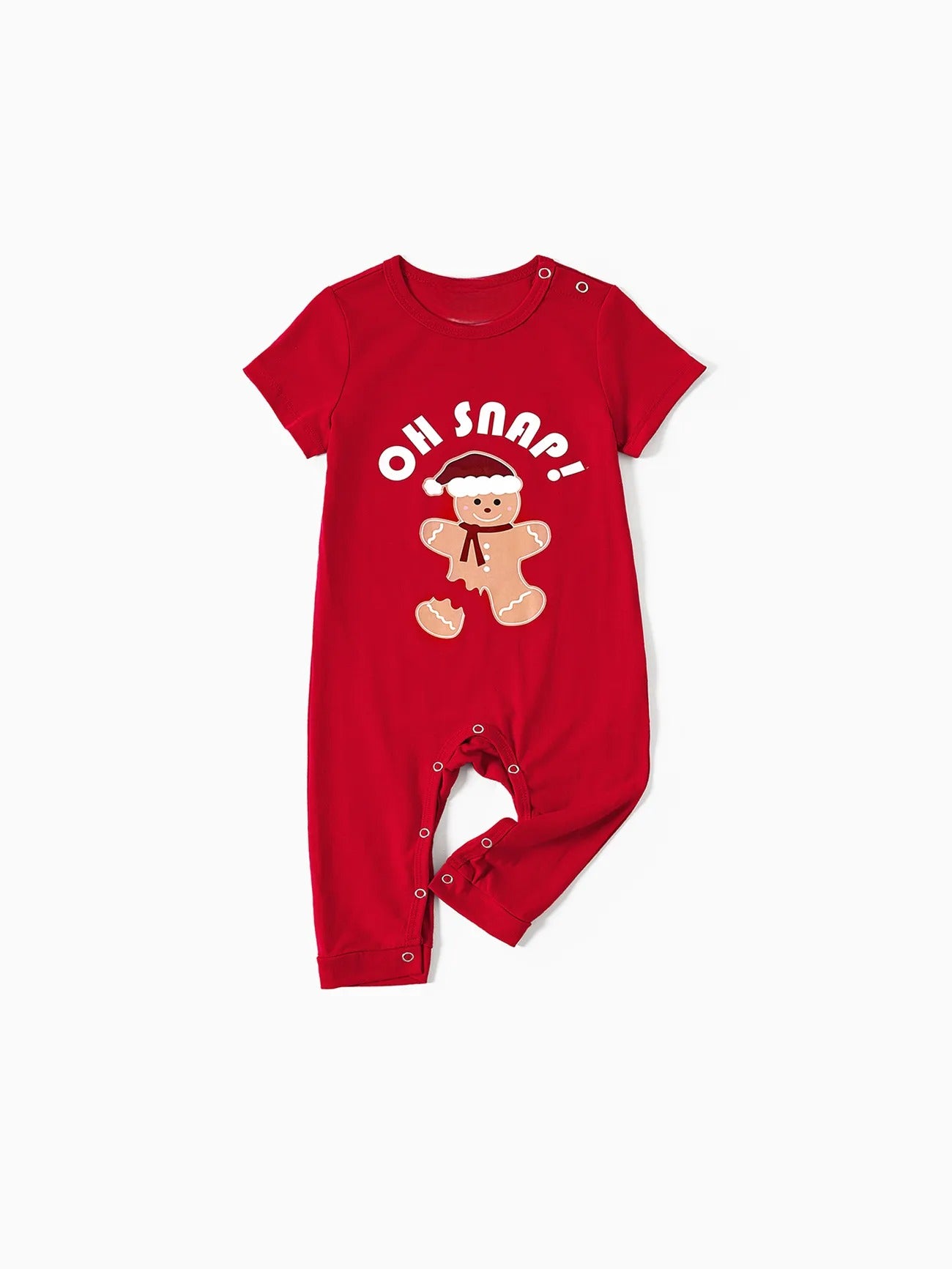 Christmas Family Matching Gingerbread Print Top And Plaid Pajama Set Baby