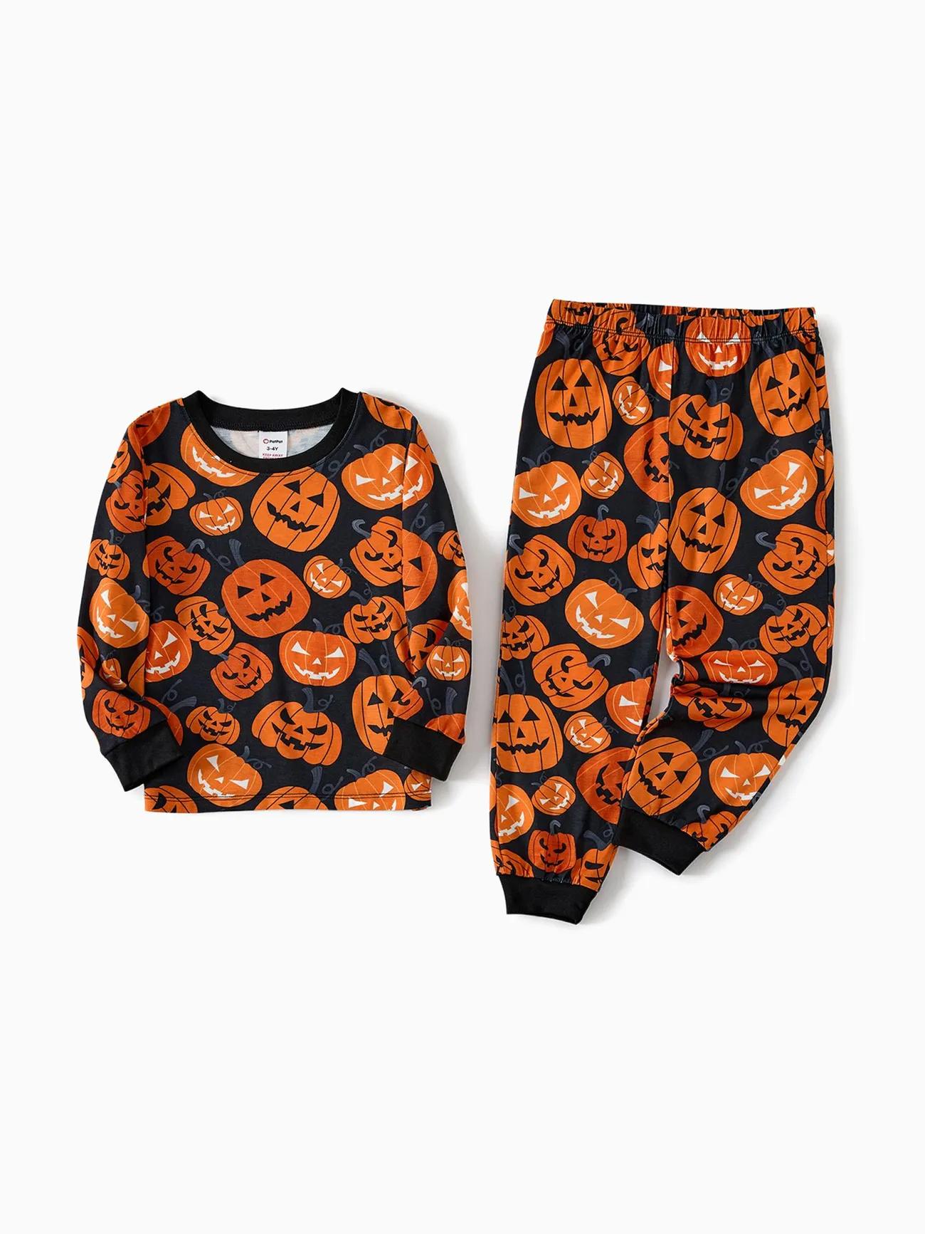 Halloween Family Matching Pumpkin Design Pajama Set Kids