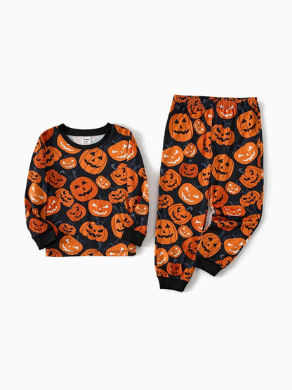 Halloween Family Matching Pumpkin Design Pajama Set Kids