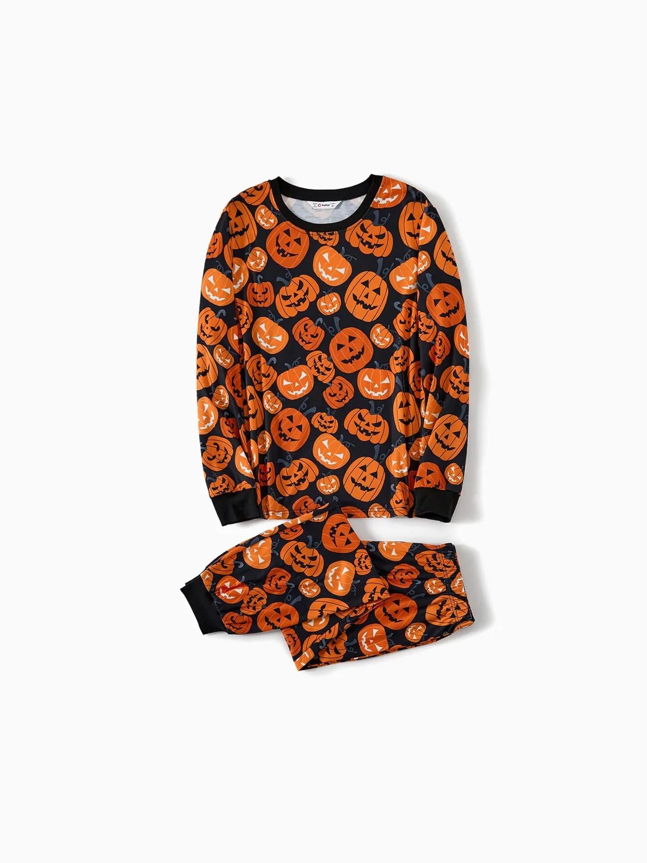 Halloween Family Matching Pumpkin Design Pajama Set Women