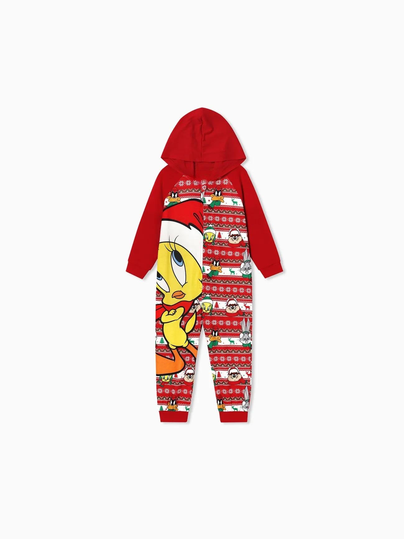 Looney Tunes Family Matching Christmas Pajama Set With Hood Kids