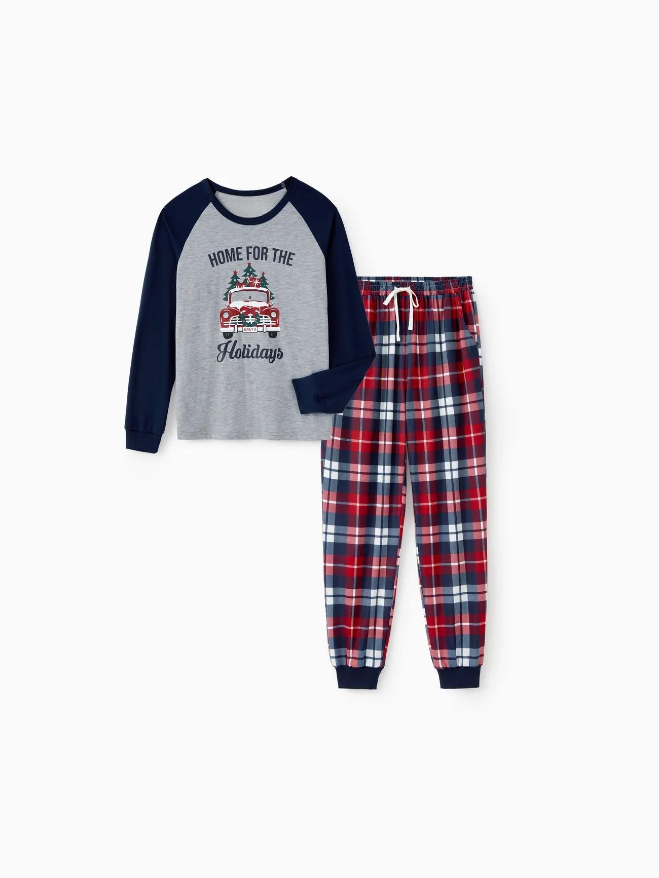 Matching Family Pajama Sets With Xmas Tree And Delivery Truck Graphics Men