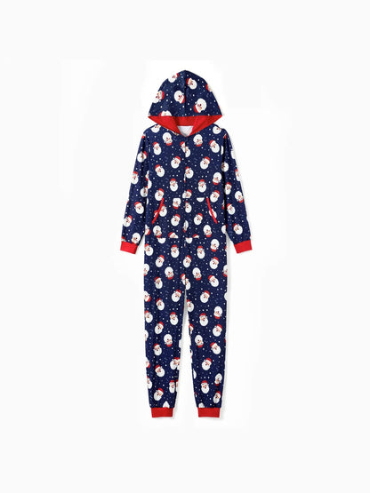 Santa Printed Family Matching Hooded Pajama Set Woman