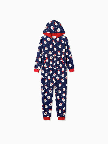 Santa Printed Family Matching Hooded Pajama Set Men