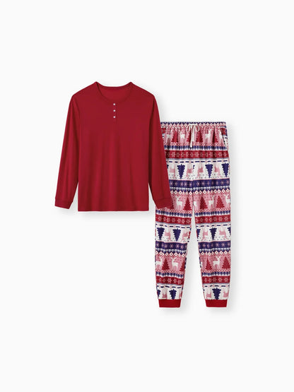 Reindeer And Tree Printed Matching Pajama Set Women