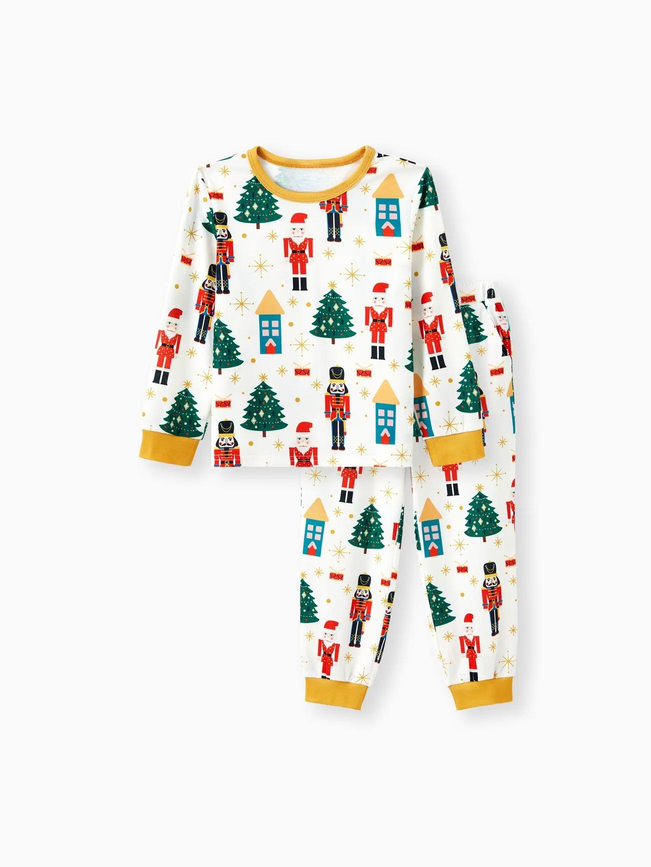 Christmas Family Matching Nutcracker Pattern Printed Pajama Set Kids