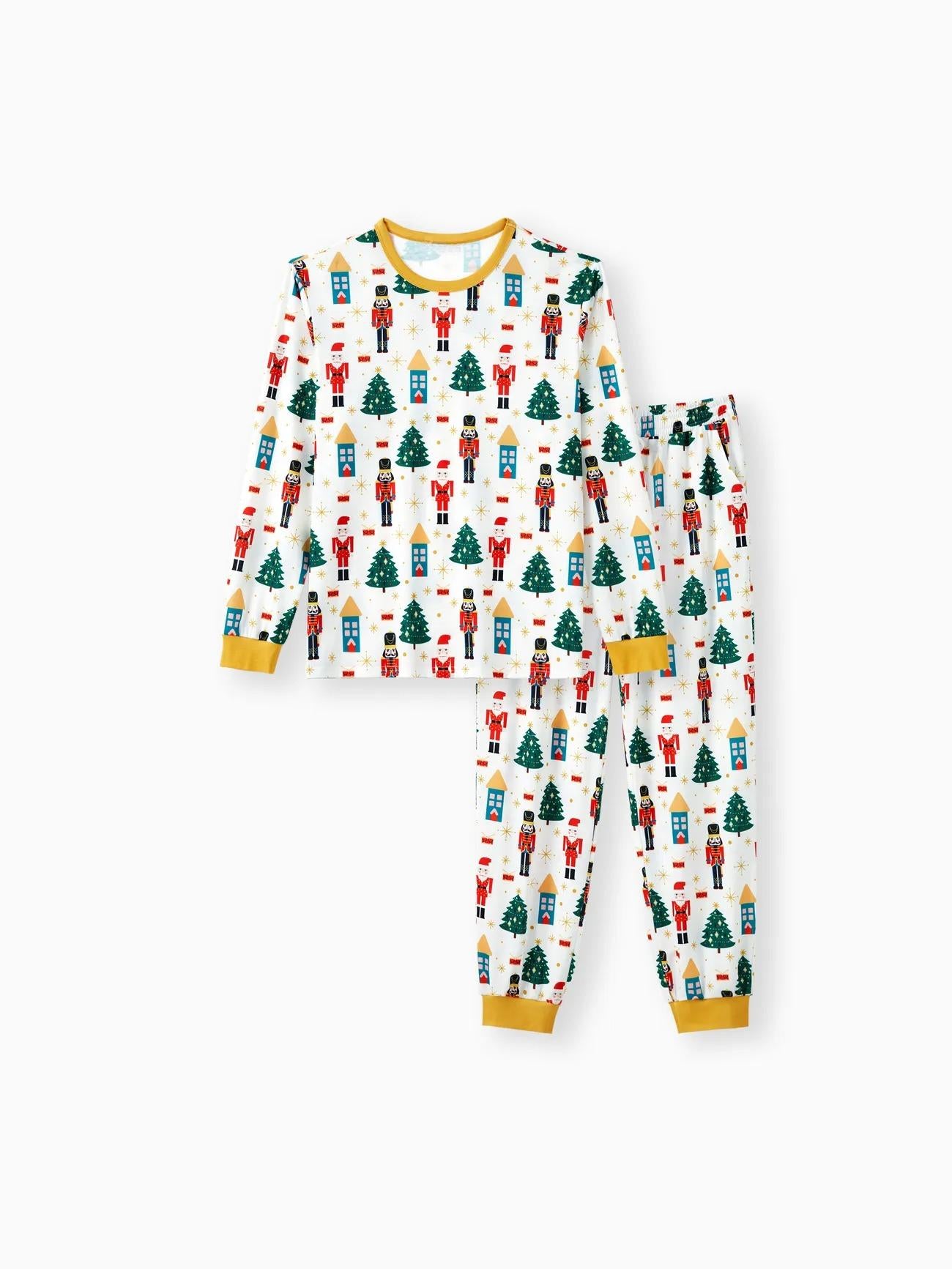 Christmas Family Matching Nutcracker Pattern Printed Pajama Set Men