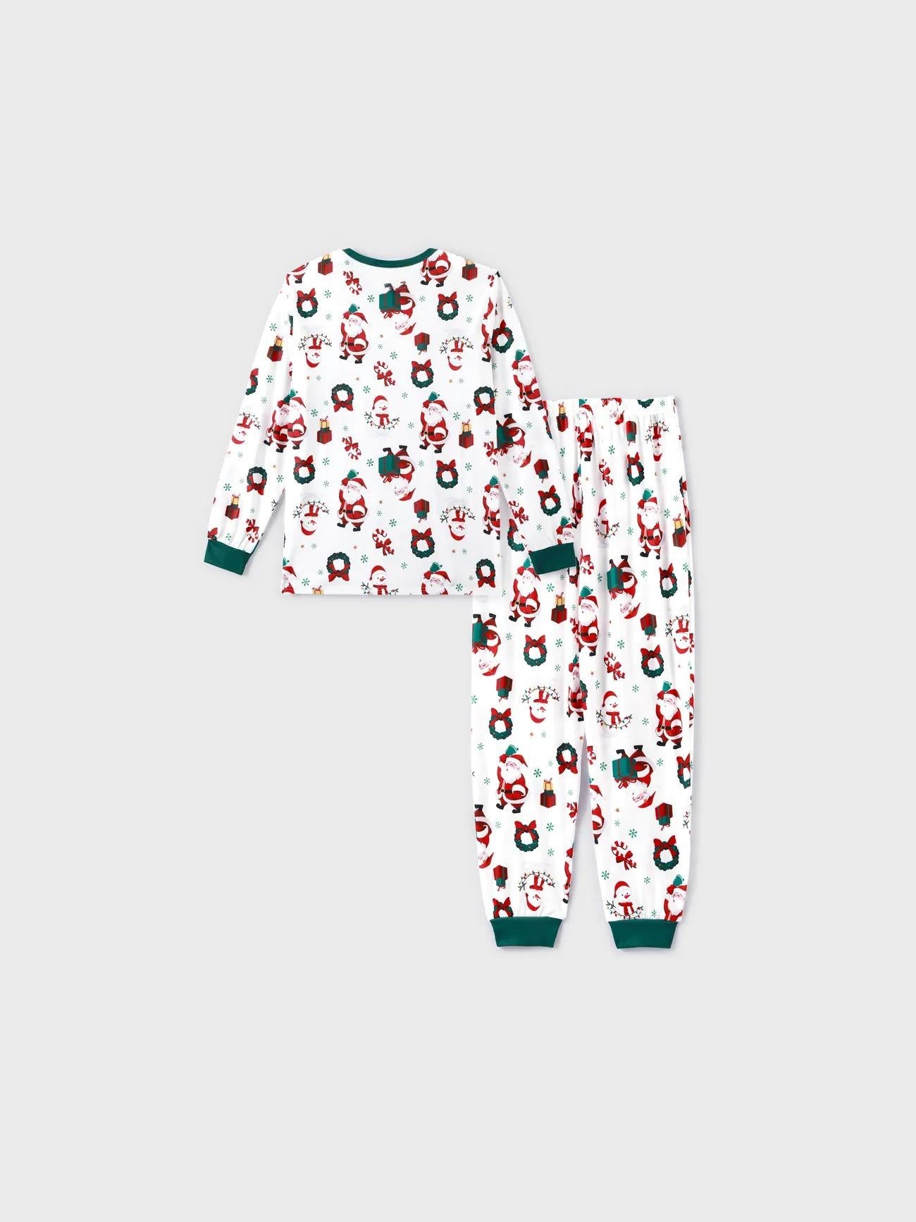 Christmas Family Matching Santa And Wreaths Print Pajama Set Men